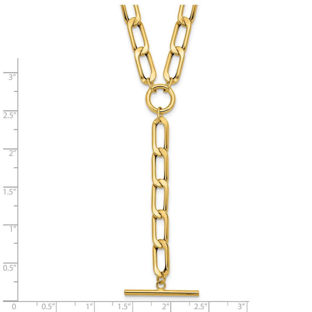 14K Polished Flat Oval Link Drop w/2in ext. Choker Necklace