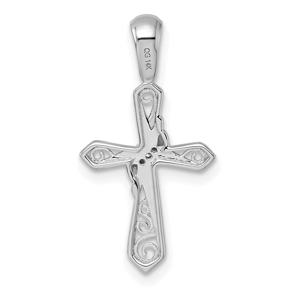14k White Gold Diamond Cross Pendant