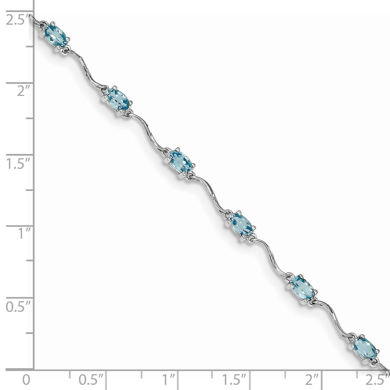 Sterling Silver Rhodium-plated Blue Topaz Bracelet 7 inches