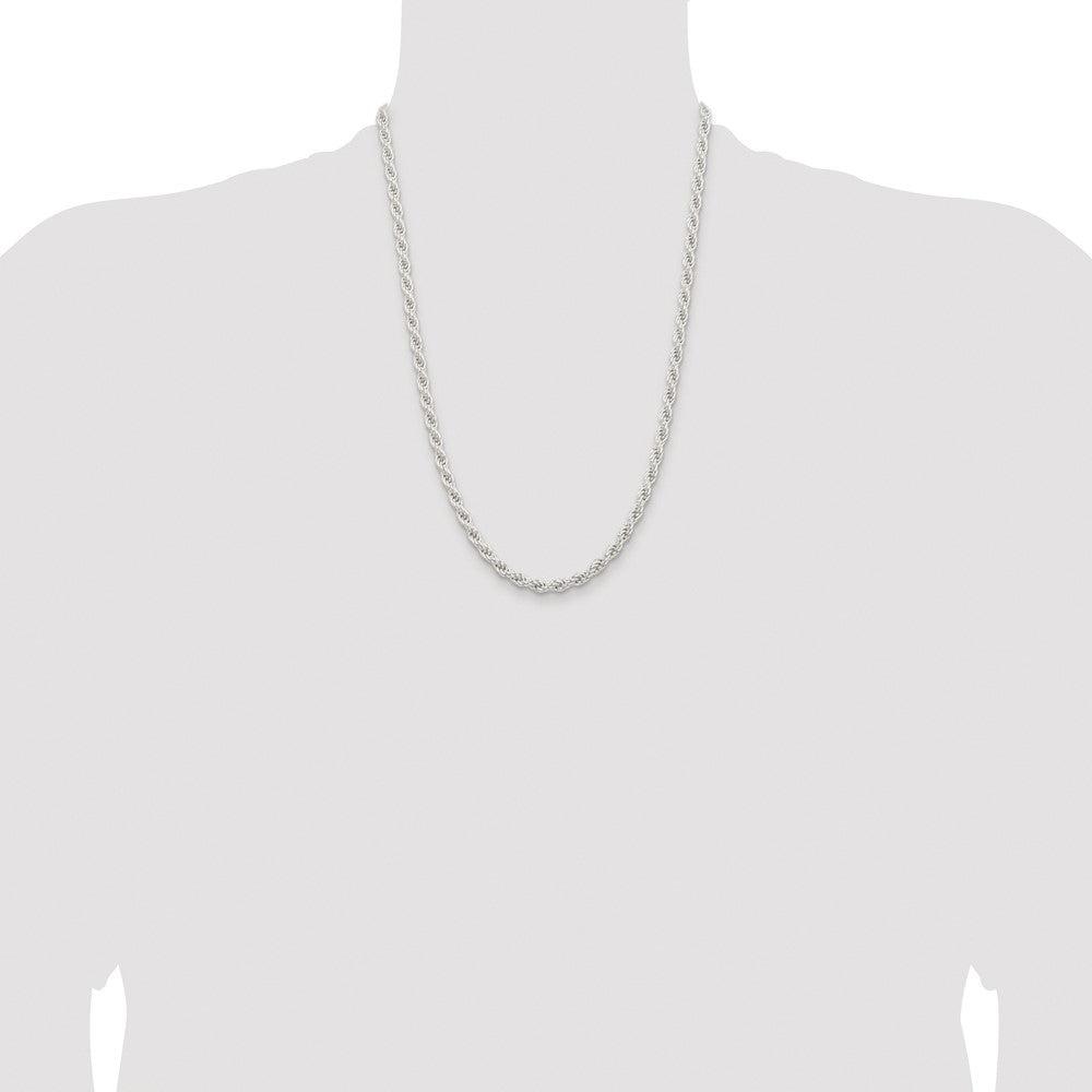 Sterling Silver Rhodium-plated 5mm Solid Rope Chain