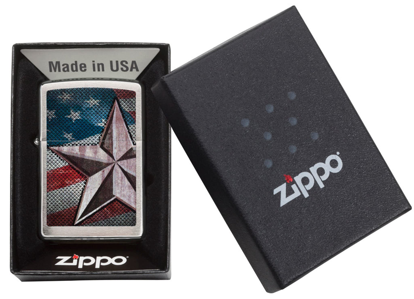 Zippo Retro Star Brushed Chrome Windproof Pocket Lighter