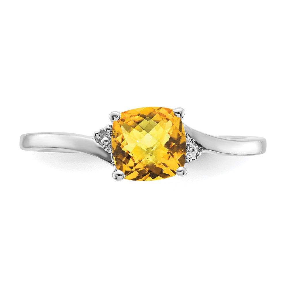 Sterling Silver ANC Citrine & Diamond Ring