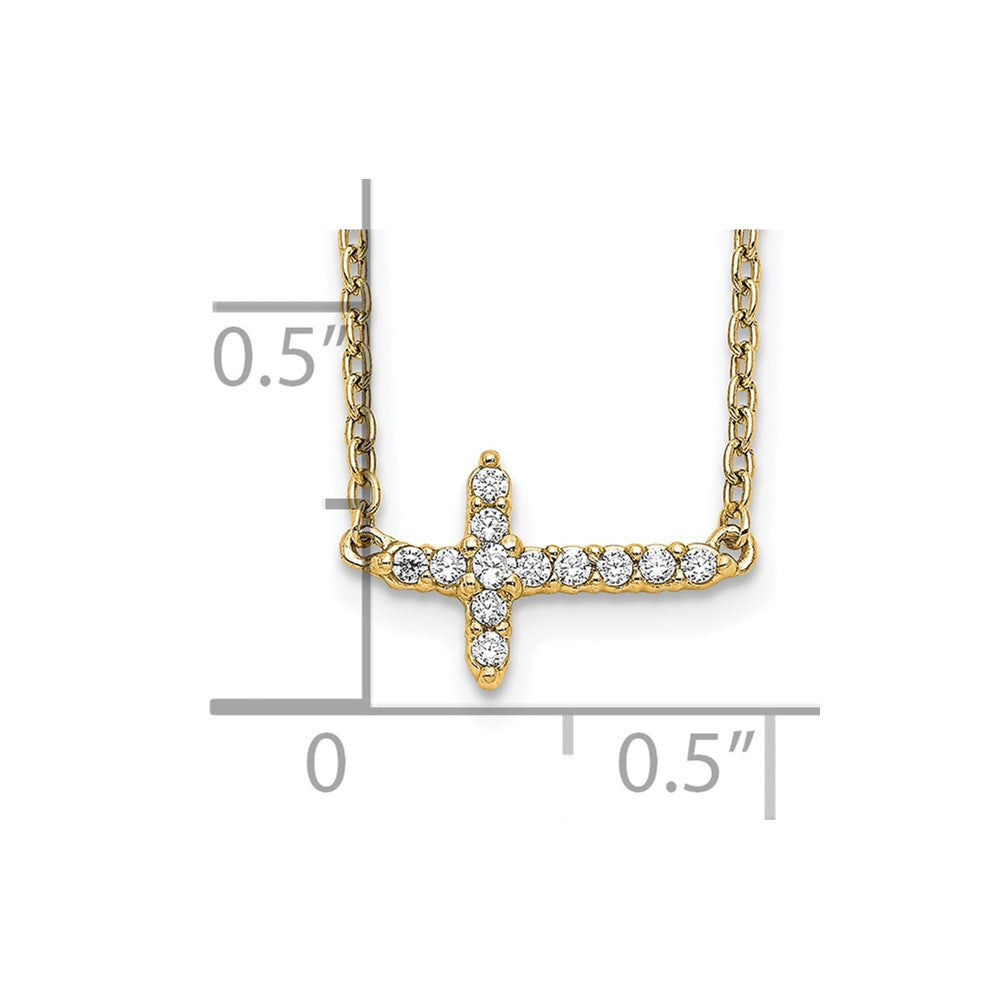 14k Diamond Sideways Cross 18in Necklace