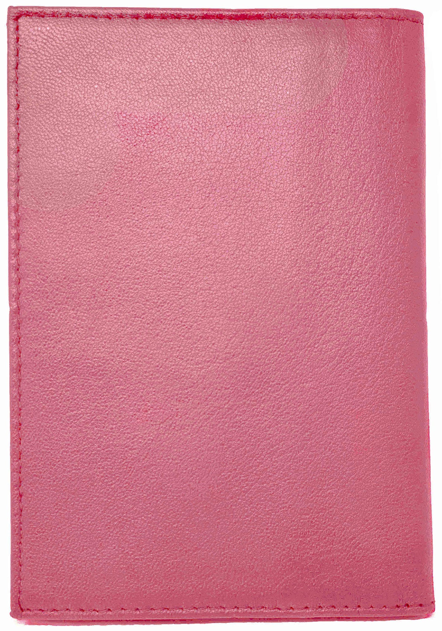 Pink Genuine Cowhide Leather RFID Blocking Passport Wallet with 3 Interior Slots QGM22567