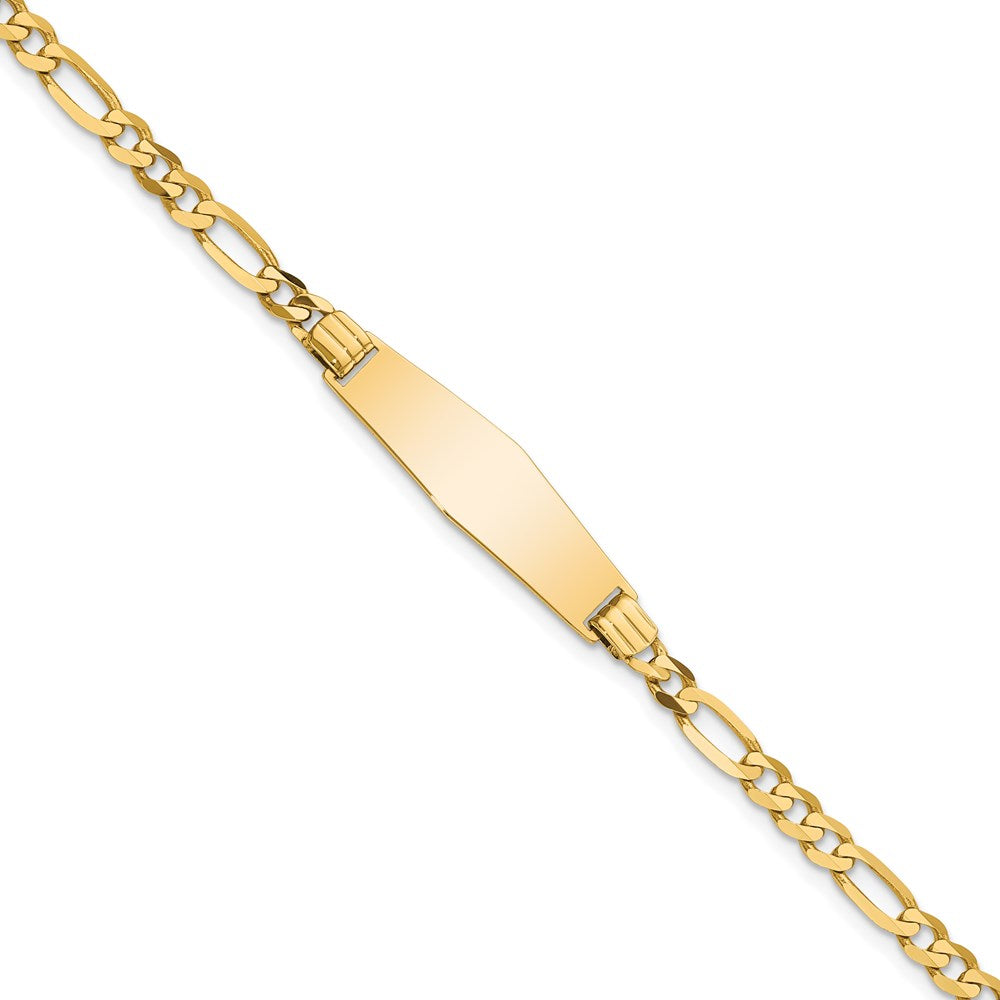 14k Soft Diamond Shape Figaro ID Bracelet 8 inches