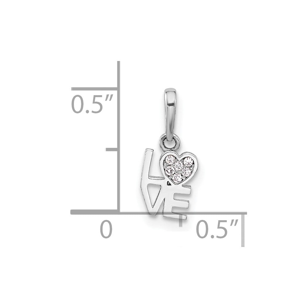 Sterling Silver Rhodium-plated CZ LOVE Pendant