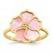 14K Polished and Beaded Pink Mother of Pearl Flower Ring Size 6