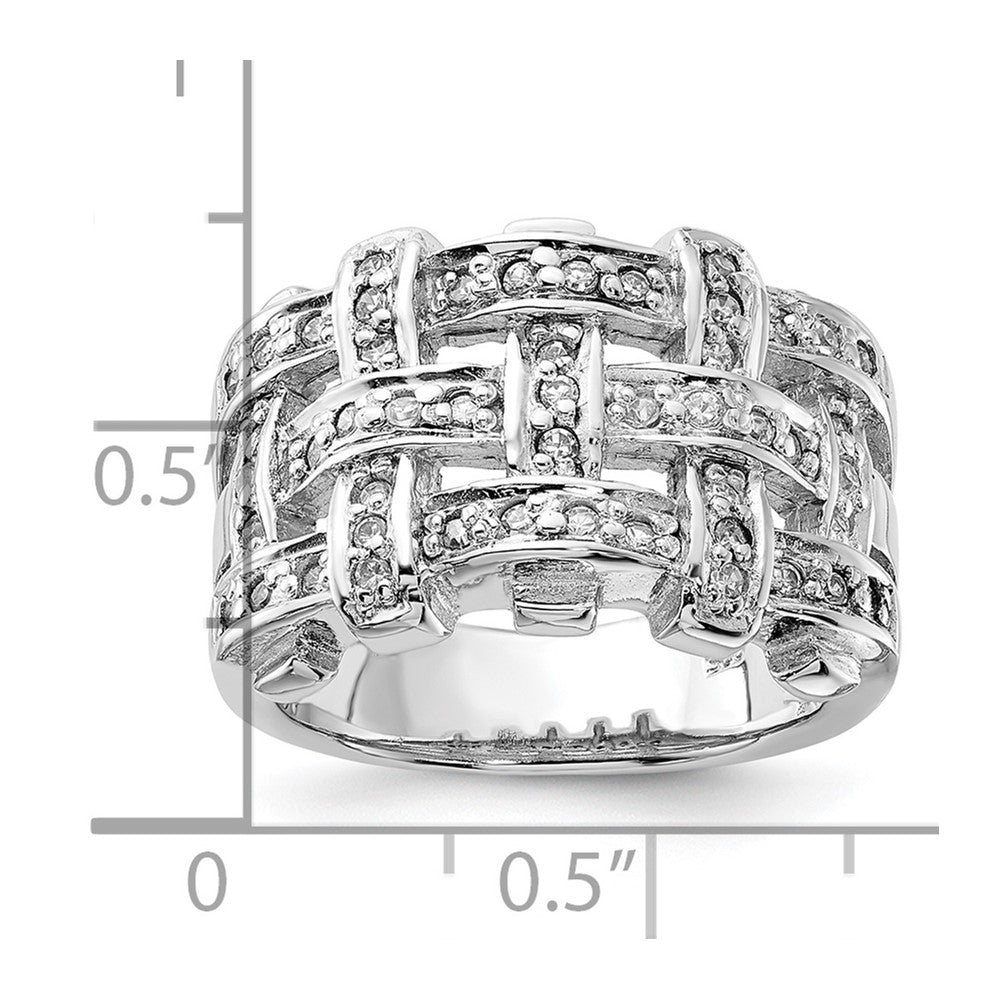 Sterling Silver Polished Woven CZ Ring