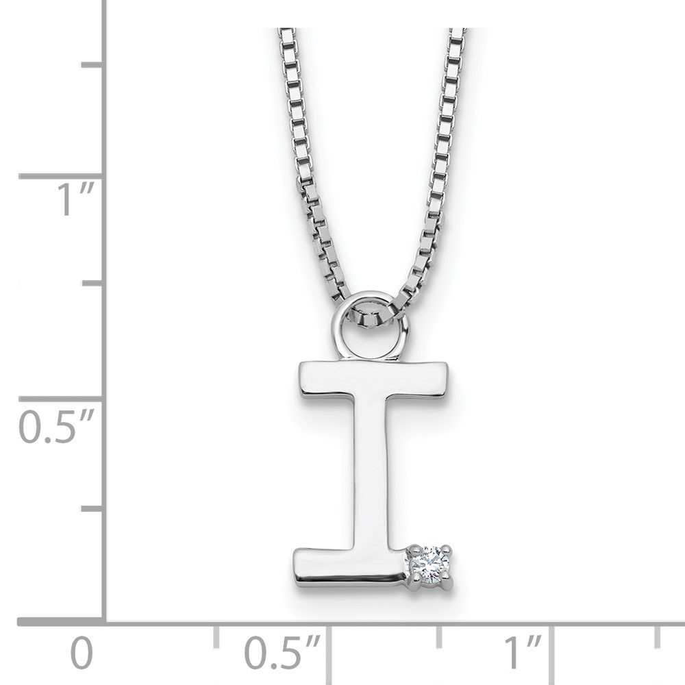 White Ice Sterling Silver Rhodium-plated 18 inch Diamond Letter I Initial Necklace plus 2 inch Extender 18 Inches