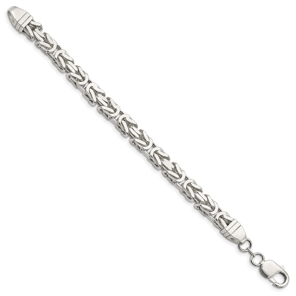 Sterling Silver 7.5mm Byzantine Chain 9 inches