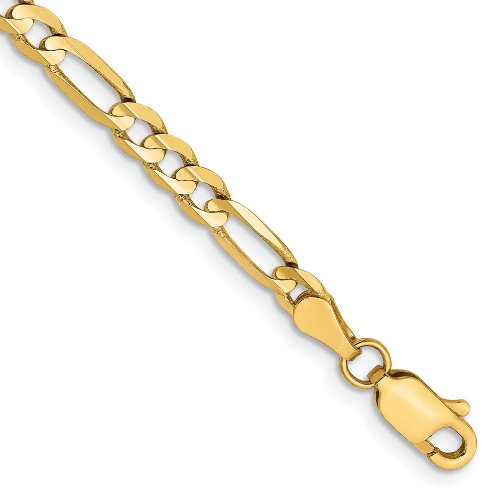 14K 8 inch 4mm Concave Open Figaro with Lobster Clasp Bracelet 8 inches