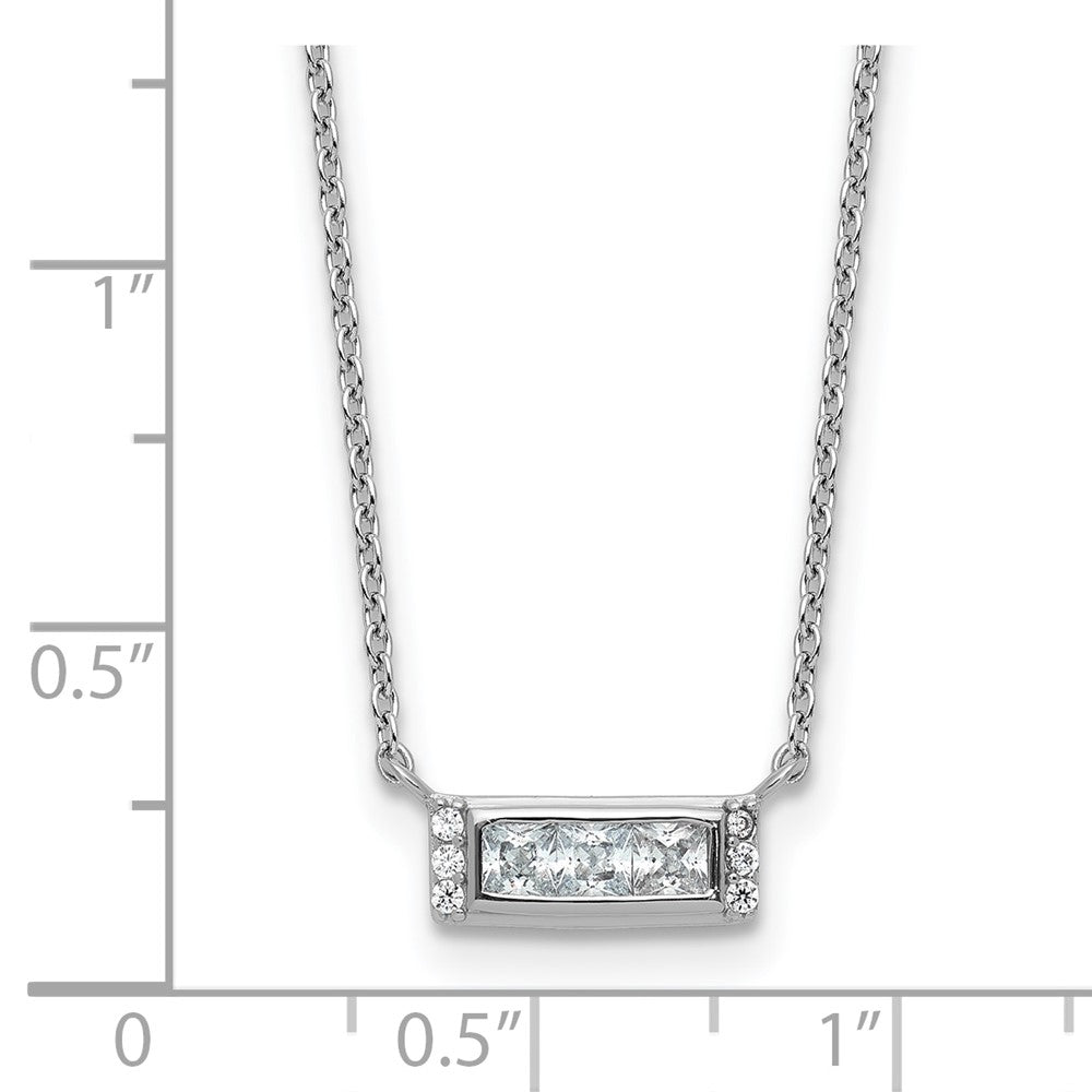 Cheryl M Sterling Silver Rhodium-plated Polished Fancy CZ Bar Necklace 18 Inches