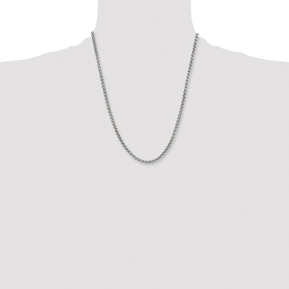 Stainless Steel Polished 4mm 22in Wheat Chain