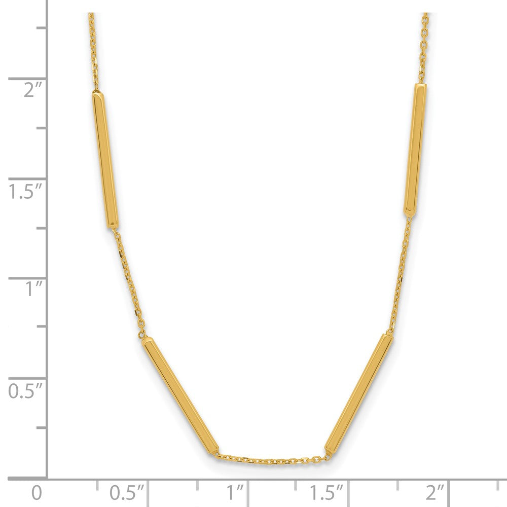 10K Polished 6 Bar Stations 16in with 1.5in ext Necklace