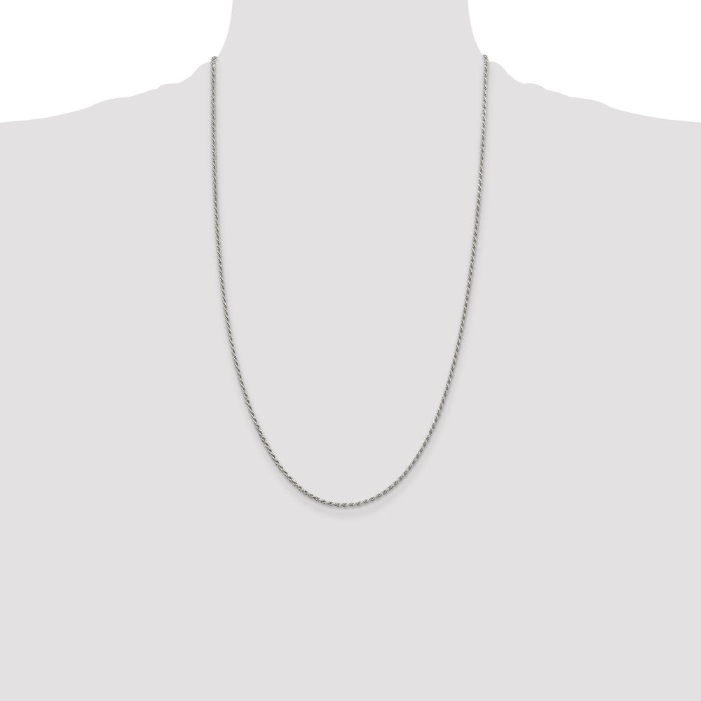 Sterling Silver 1.7mm Diamond-cut Rope Chain 26 Inches