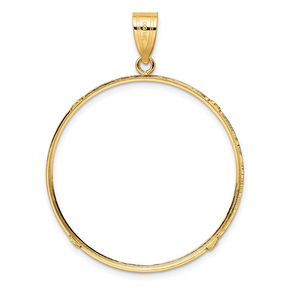 Wideband Distinguished Coin Jewelry 14k Polished and Diamond-cut 34.2mm Prong Coin Bezel Pendant