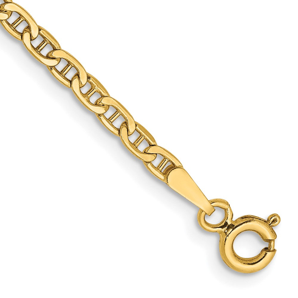 14K 9 inch 2.4mm Semi-Solid Anchor with Spring Ring Clasp Anklet 9 inches