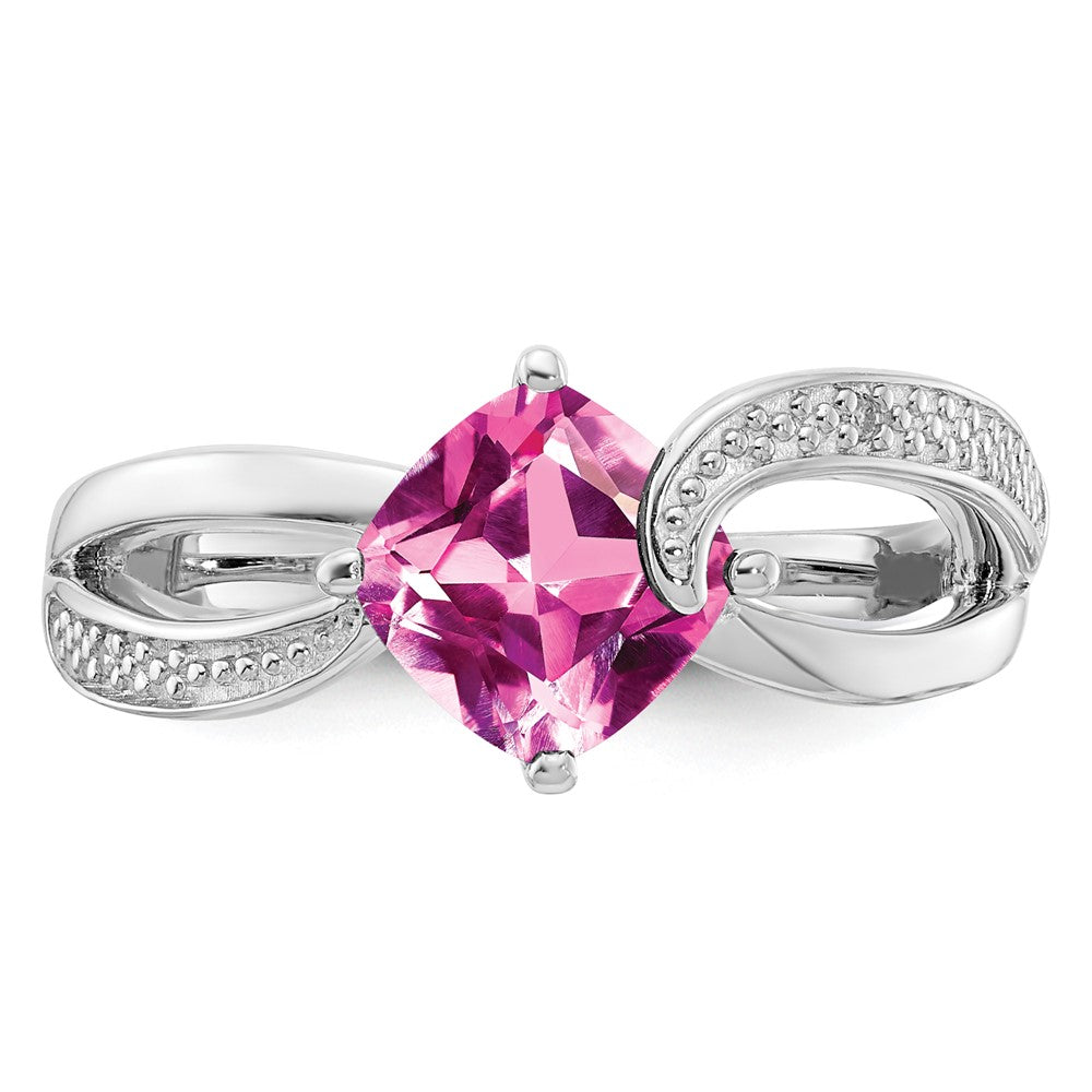 Sterling Silver ANC CR Pink Sapphire & Diamond Ring
