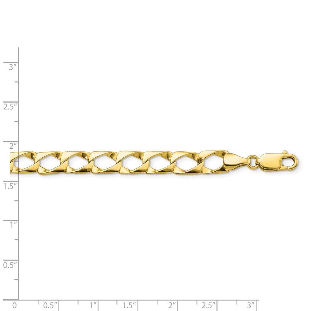 10k 7.4mm Satin & Diamond-cut Fancy Link Bracelet