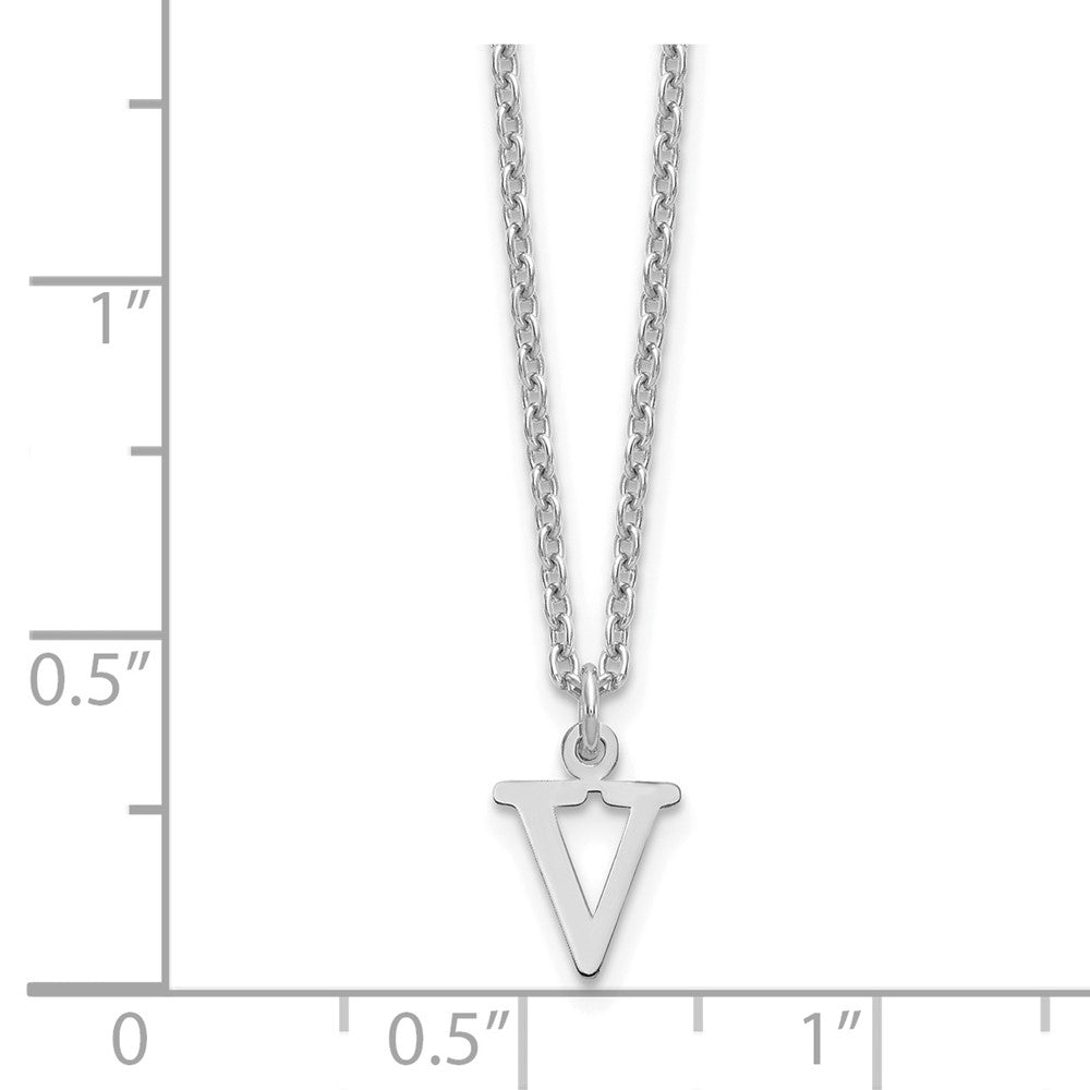 Sterling Silver Rhodium-plated Cutout Letter V Initial Necklace