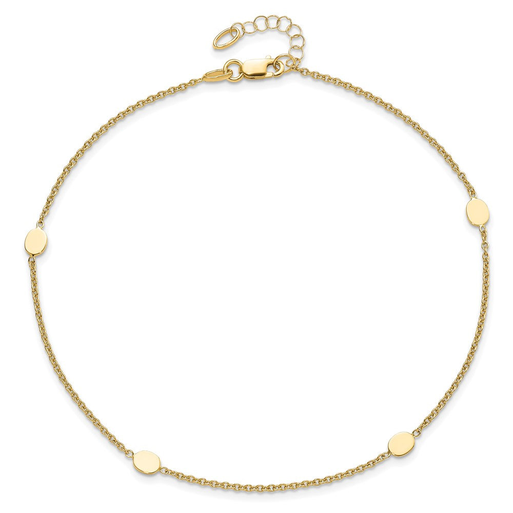 14K Polished w/1in ext. Anklet