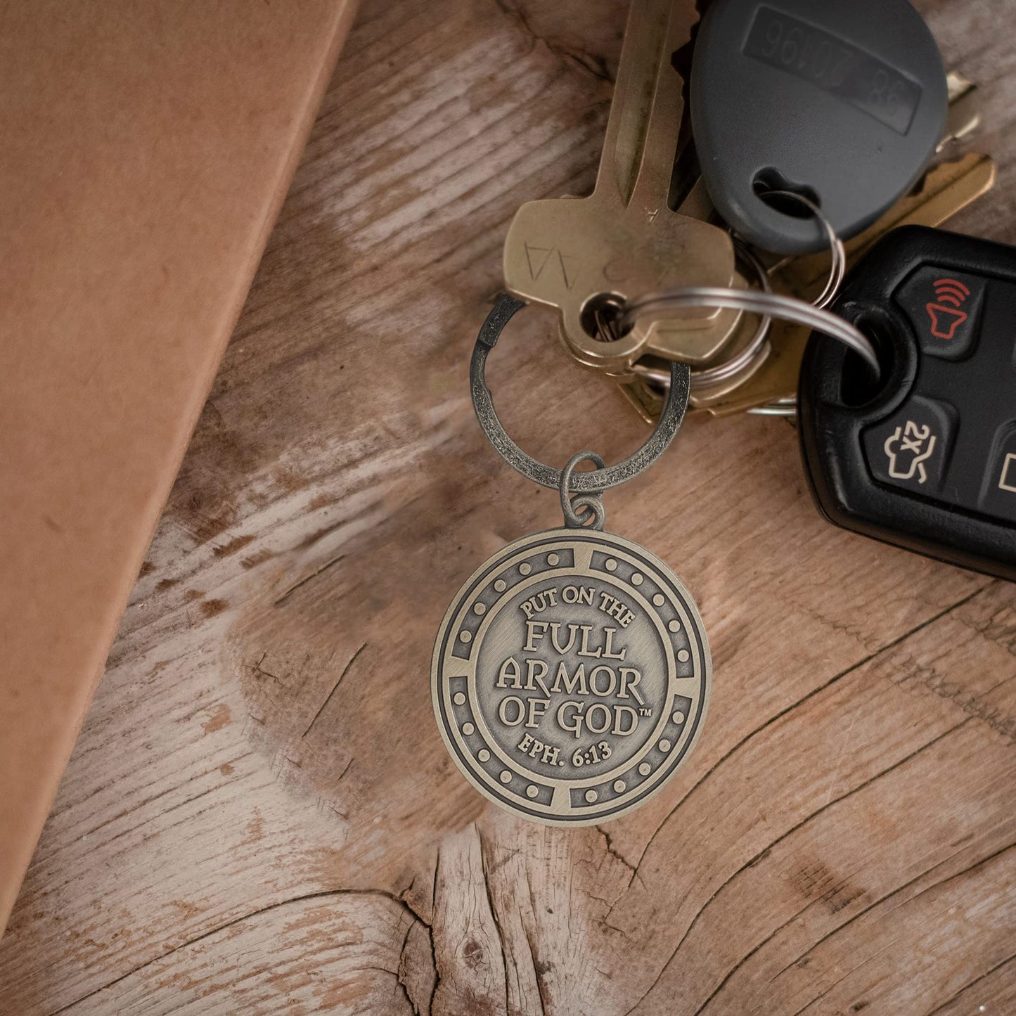 Dicksons Armor of God Silver Toned 3 inch Zinc Alloy Key Chain
