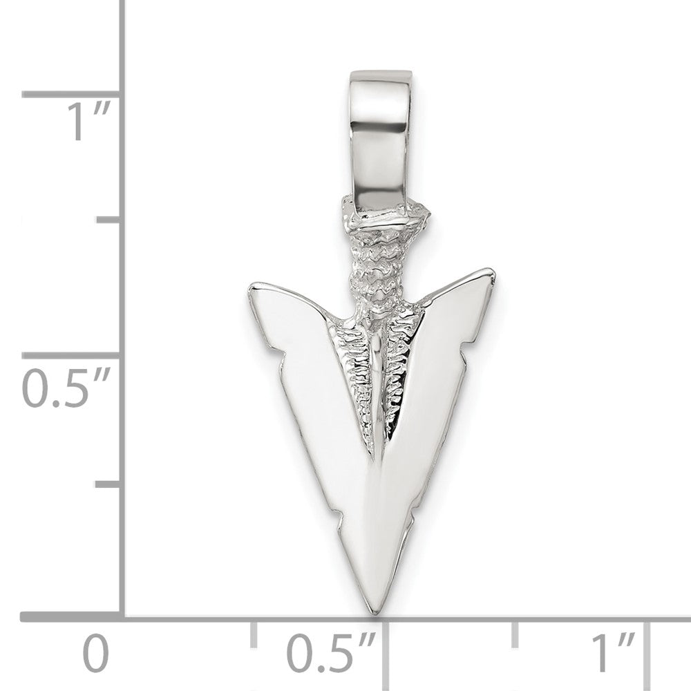 De-Ani Sterling Silver Rhodium-plated Polished 3D Arrowhead Pendant