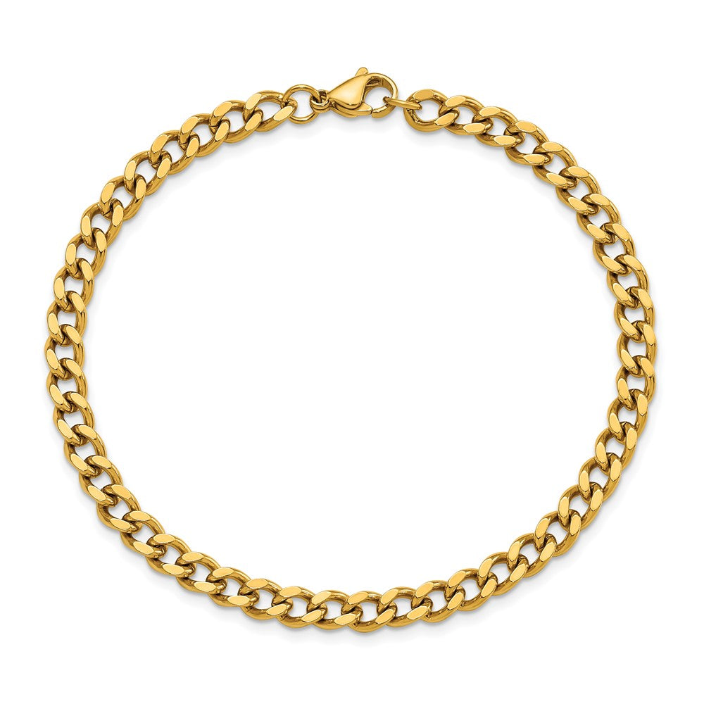Stainless Steel Polished Yellow IP 8.5in Curb 5mm Chain Bracelet 8.5 inches