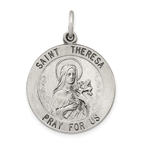 Sterling Silver Antiqued St. Theresa Medal