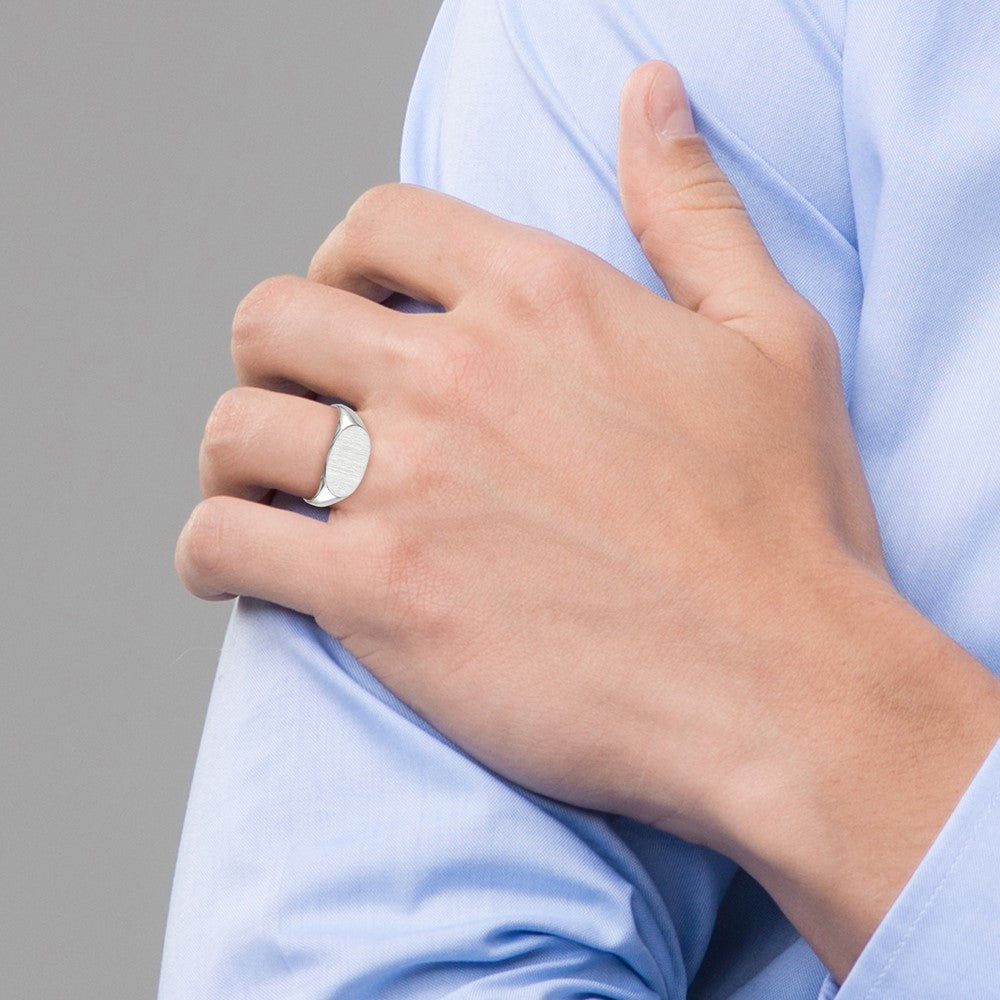 10k White Gold 9.0x9.5mm Closed Back Signet Ring
