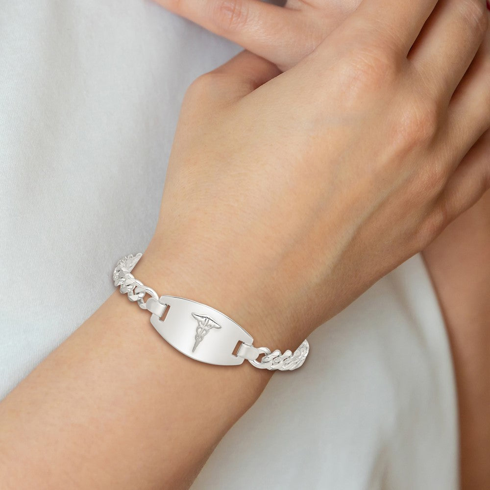 Sterling Silver Medical Jewelry Curb Link Bracelet 8.25 inches