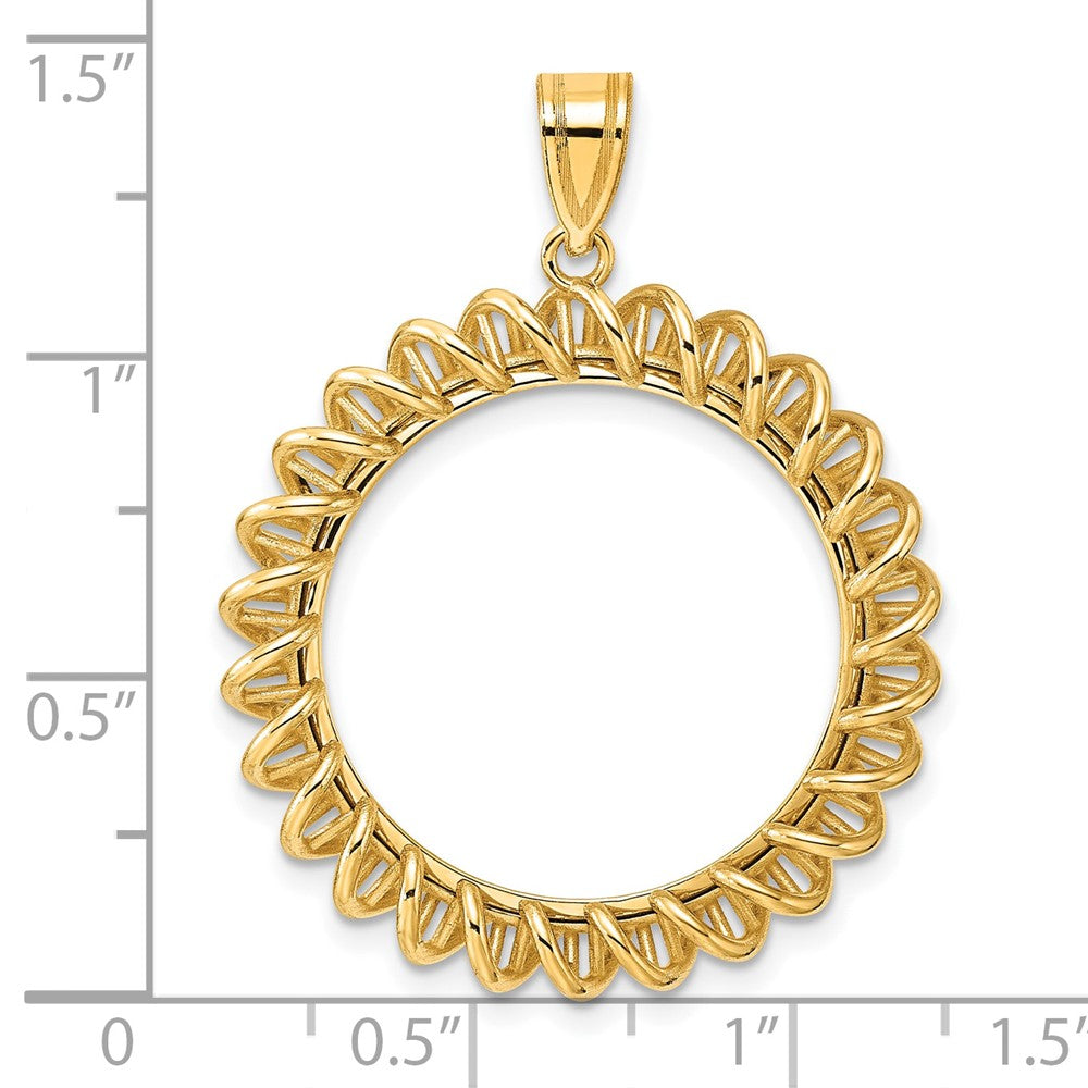 14k Polished Tight Singapore with 22.0mm Prong Coin Bezel Pendant