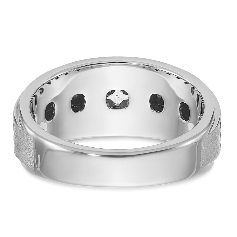 IBGoodman 14k White Gold with Black Rhodium 1/3 carat Lab Grown Diamond VS/SI+ G+ Complete Polished and Grooved Men's Ring