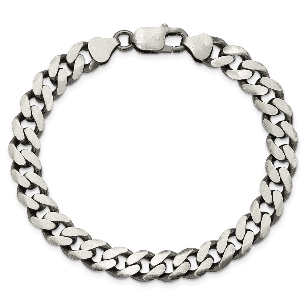 Sterling Silver Antiqued 9.3mm Curb Chain 8 inches