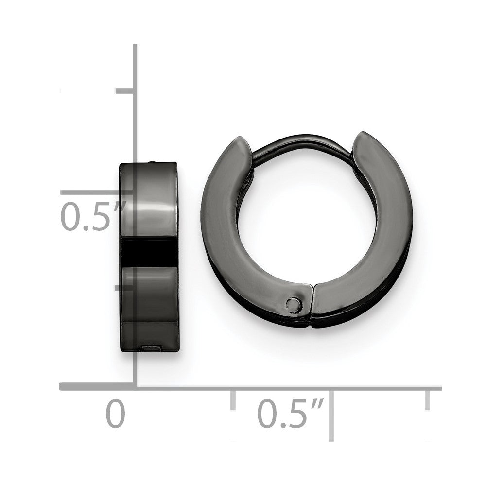 Stainless Steel Polished Black IP-plated 4mm Hinged Hoop Earrings