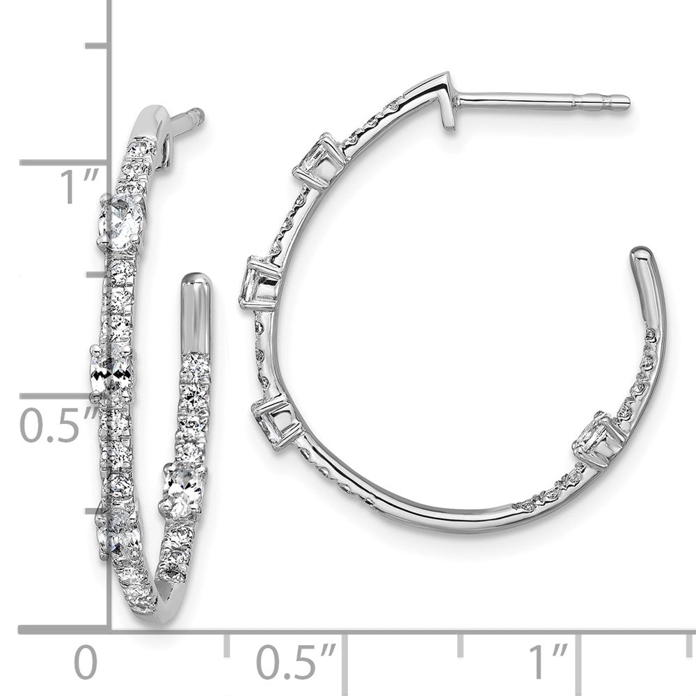 True Origin 14k White Gold 3/4 carat Lab Grown Diamond VS DEF J-Hoop Earrings