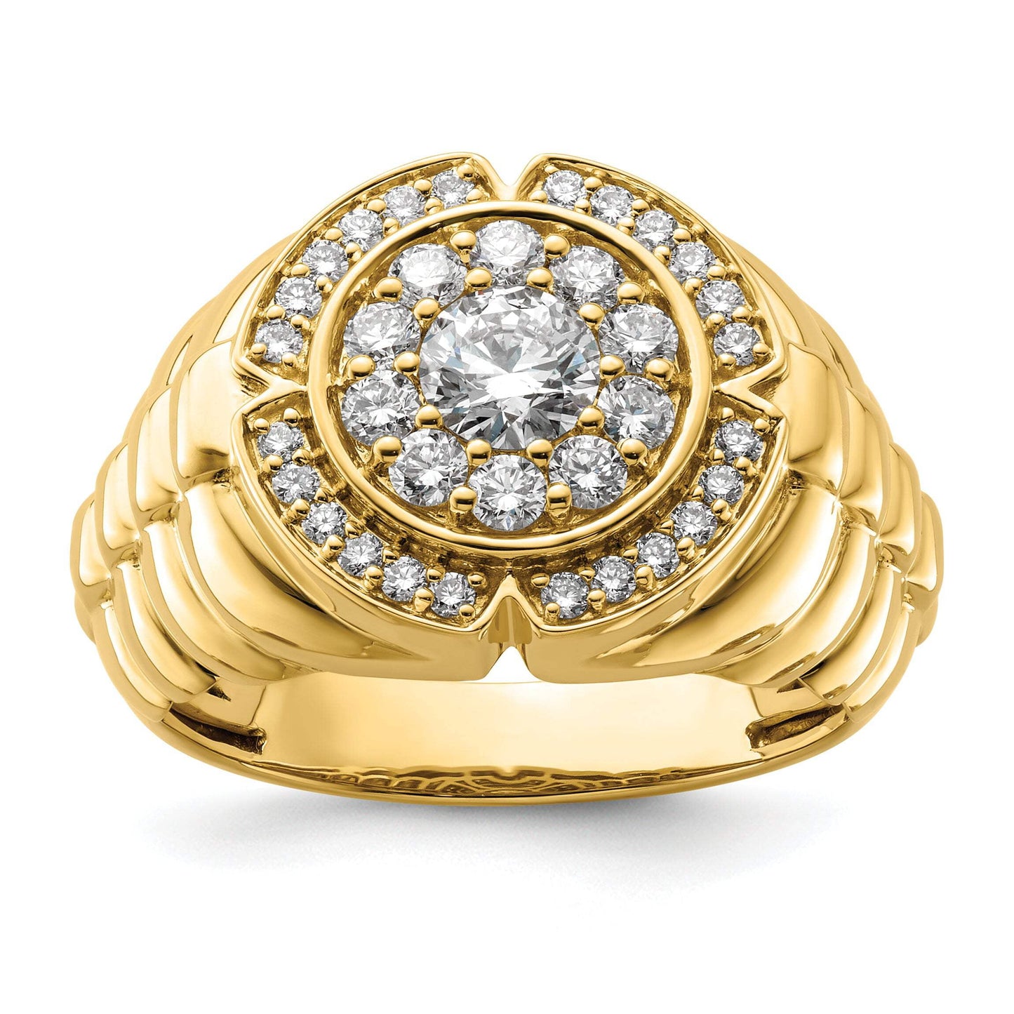 IBGoodman 10k 1 1/5 carat Lab Grown Diamond VS/SI+ G+ Complete Men's Cluster Ring