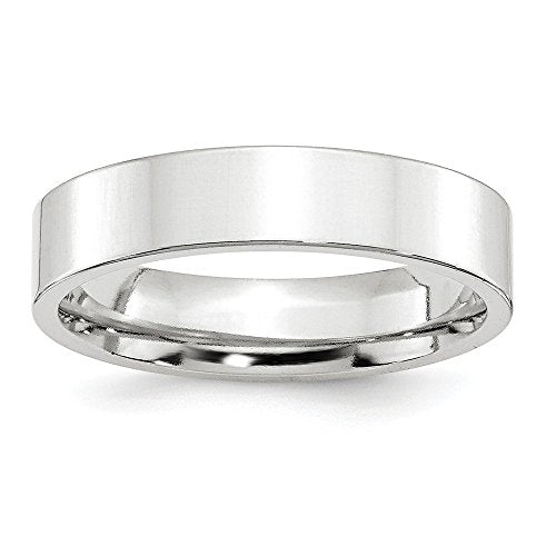 10k White Gold 5mm Standard Weight Flat Comfort Fit Wedding Band Size 8