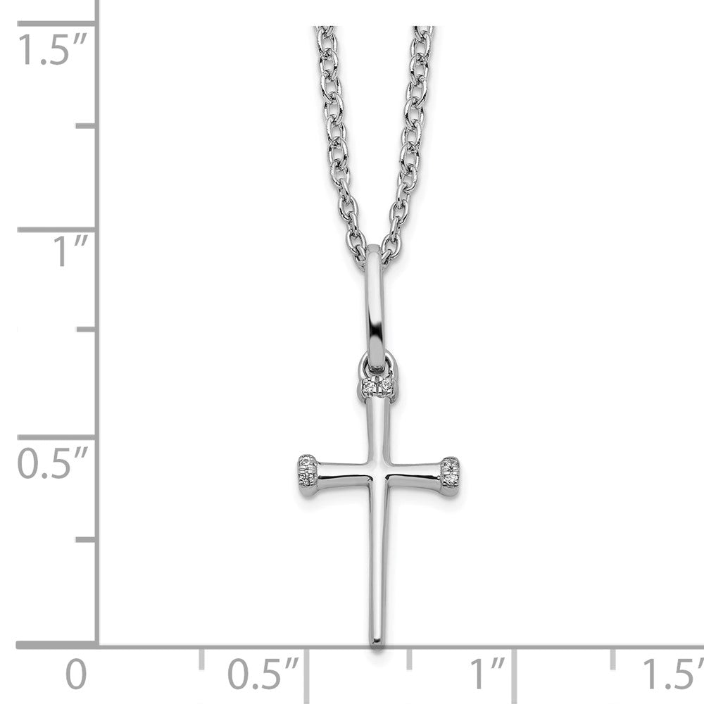 White Ice Sterling Silver Rhodium-plated 18 Inch Diamond Cross Necklace with 2 Inch Extender 18 Inches