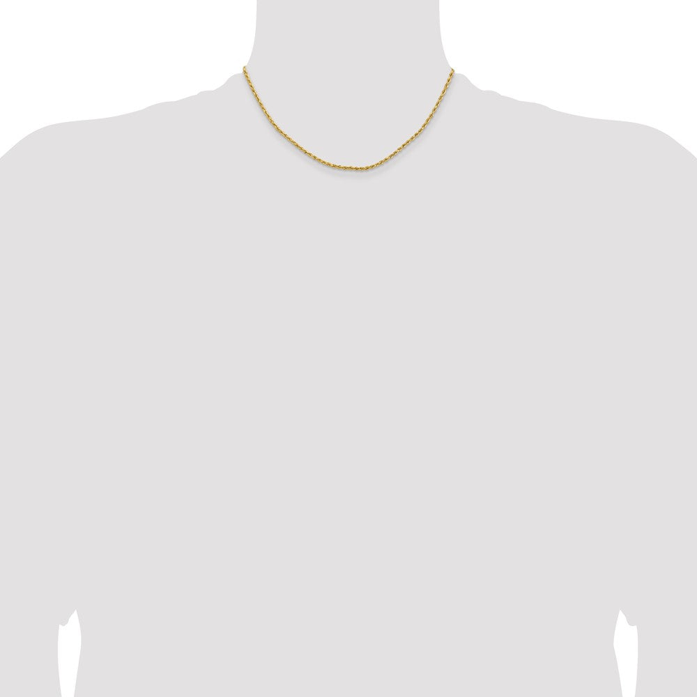 14k 2mm Lightweight D/C Rope with Lobster Clasp Chain