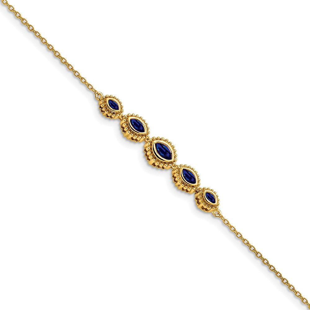 14k Marquise Sapphire Bracelet 7 inches
