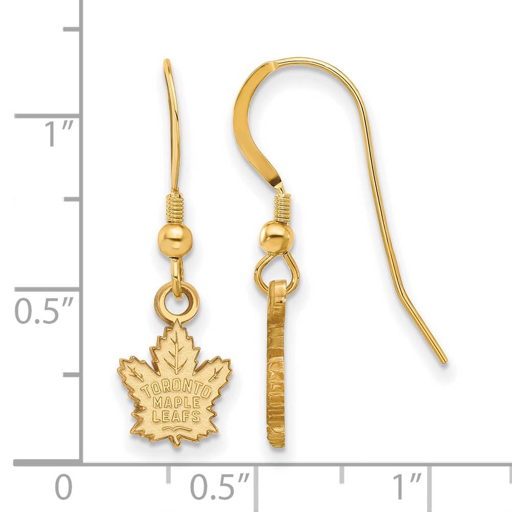 Sterling Silver Gold Plated NHL LogoArt Toronto Maple Leafs Dangle Earrings