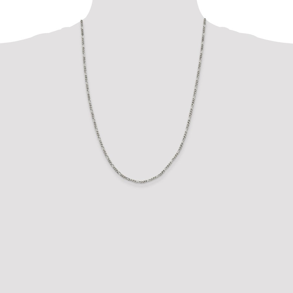 Sterling Silver 2.5mm Figaro Chain 24 Inches