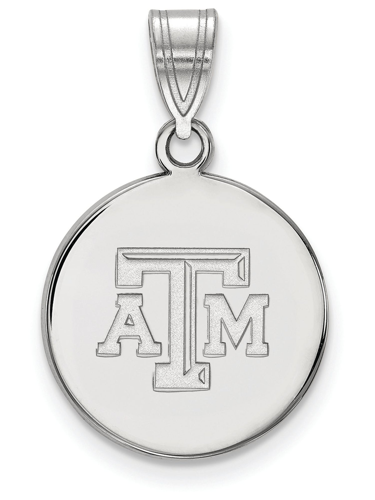 Sterling Silver LogoArt Official Licensed Collegiate Texas A&M University (TAMU) Medium Disc Pendant