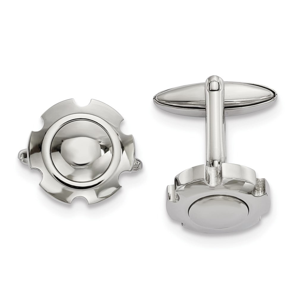 Chisel Stainless Steel Polished Curved Edge Men's Cuff Links