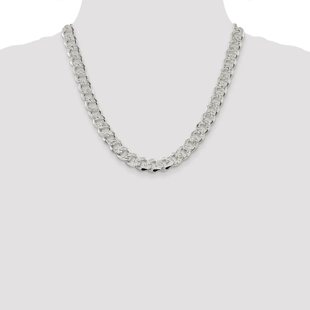 Sterling Silver 11.0mm Pav‚ Curb Chain 20 Inches