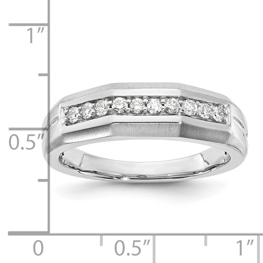 10K White Gold Polished & Satin Diamond Men's Band