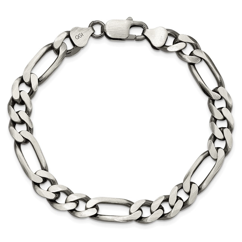 Sterling Silver Antiqued 7.75mm Figaro Chain 8 inches