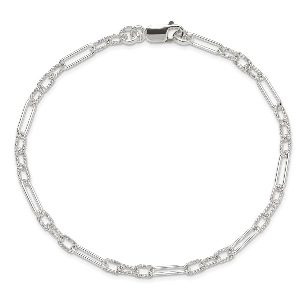 Sterling Silver Fancy Link Anklet 10 inches