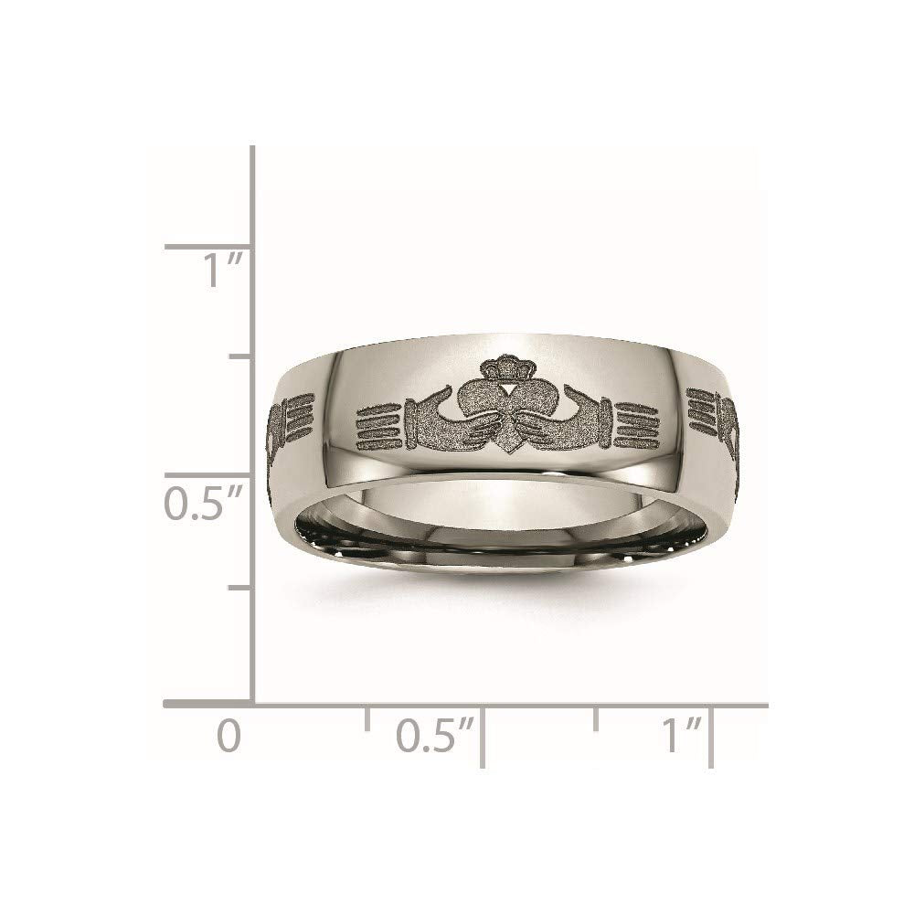 Primal Steel Titanium 8mm Claddagh Laser Design Band